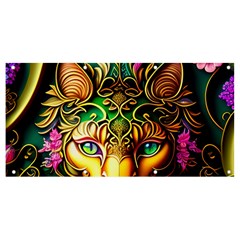 Ai Generated Paisley Pattern Feline Floral Banner And Sign 8  X 4  by Ravend