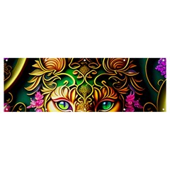 Ai Generated Paisley Pattern Feline Floral Banner And Sign 12  X 4  by Ravend