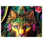 Ai Generated Paisley Pattern Feline Floral One Side Premium Plush Fleece Blanket (Extra Small) 40 x30  Blanket Front