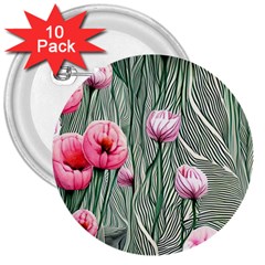 Pure And Radiant Watercolor Flowers 3  Buttons (10 Pack)  by GardenOfOphir