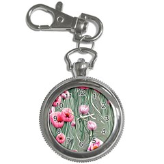 Pure And Radiant Watercolor Flowers Key Chain Watches by GardenOfOphir