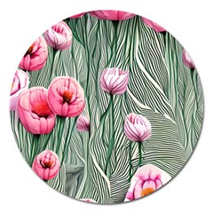 Pure And Radiant Watercolor Flowers Magnet 5  (round) by GardenOfOphir