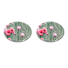 Pure And Radiant Watercolor Flowers Cufflinks (oval) by GardenOfOphir