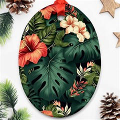 Flowers Monstera Foliage Tropical Jungle Drawing Ornament (oval) by Ravend