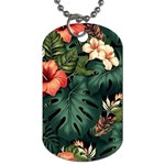 Flowers Monstera Foliage Tropical Jungle Drawing Dog Tag (One Side) Front