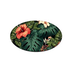 Flowers Monstera Foliage Tropical Jungle Drawing Sticker Oval (100 Pack) by Ravend