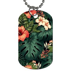 Flowers Monstera Foliage Tropical Jungle Drawing Dog Tag (two Sides) by Ravend