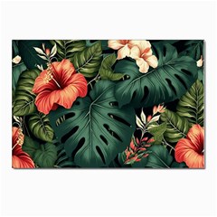 Flowers Monstera Foliage Tropical Jungle Drawing Postcard 4 x 6  (pkg Of 10) by Ravend