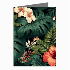 Flowers Monstera Foliage Tropical Jungle Drawing Greeting Cards (pkg Of 8) by Ravend