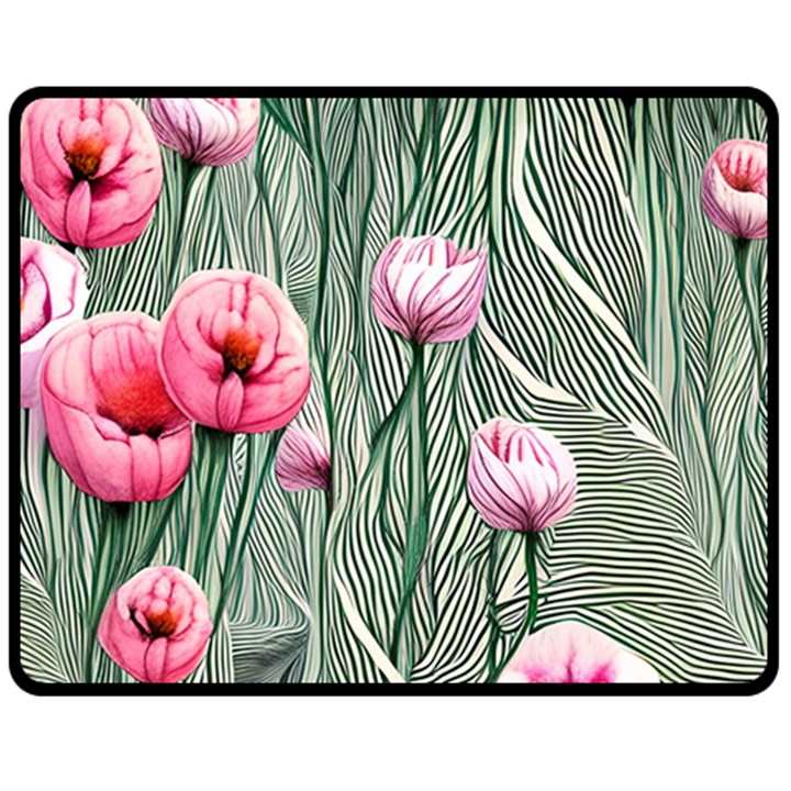 Pure And Radiant Watercolor Flowers Fleece Blanket (Medium)