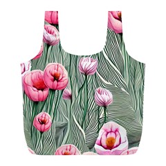 Pure And Radiant Watercolor Flowers Full Print Recycle Bag (l) by GardenOfOphir