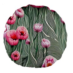 Pure And Radiant Watercolor Flowers Large 18  Premium Flano Round Cushions by GardenOfOphir