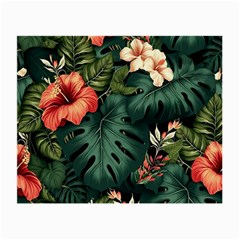 Flowers Monstera Foliage Tropical Jungle Drawing Small Glasses Cloth (2 Sides) by Ravend