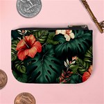 Flowers Monstera Foliage Tropical Jungle Drawing Mini Coin Purse Back