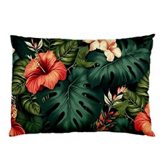 Flowers Monstera Foliage Tropical Jungle Drawing Pillow Case (two Sides) by Ravend