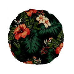 Flowers Monstera Foliage Tropical Jungle Drawing Standard 15  Premium Flano Round Cushions by Ravend