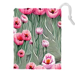 Pure And Radiant Watercolor Flowers Drawstring Pouch (4xl) by GardenOfOphir