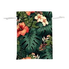 Flowers Monstera Foliage Tropical Jungle Drawing Lightweight Drawstring Pouch (l) by Ravend