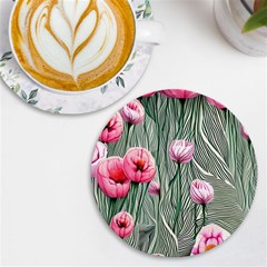 Pure And Radiant Watercolor Flowers Uv Print Round Tile Coaster by GardenOfOphir