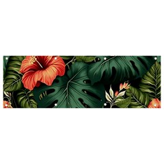 Flowers Monstera Foliage Tropical Jungle Drawing Banner And Sign 9  X 3  by Ravend