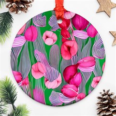 Mysterious And Enchanting Watercolor Flowers Ornament (round) by GardenOfOphir