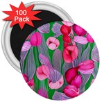 Mysterious And Enchanting Watercolor Flowers 3  Magnets (100 pack) Front