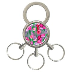 Mysterious And Enchanting Watercolor Flowers 3-ring Key Chain by GardenOfOphir