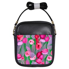 Mysterious And Enchanting Watercolor Flowers Girls Sling Bag by GardenOfOphir