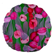 Mysterious And Enchanting Watercolor Flowers Large 18  Premium Round Cushions by GardenOfOphir