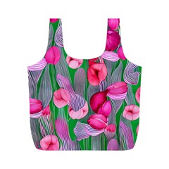 Mysterious And Enchanting Watercolor Flowers Full Print Recycle Bag (m) by GardenOfOphir