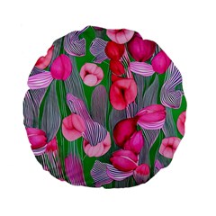 Mysterious And Enchanting Watercolor Flowers Standard 15  Premium Flano Round Cushions by GardenOfOphir