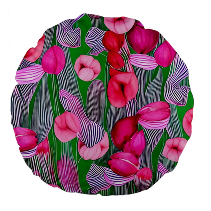 Mysterious And Enchanting Watercolor Flowers Large 18  Premium Flano Round Cushions