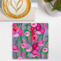 Mysterious And Enchanting Watercolor Flowers Uv Print Square Tile Coaster  by GardenOfOphir