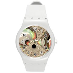 Fractal Background Pattern Texture Abstract Design Abstract Round Plastic Sport Watch (m) by Ravend