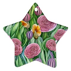 Delicate And Dazzling Watercolor Flowers Ornament (star)