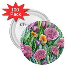 Delicate And Dazzling Watercolor Flowers 2 25  Buttons (100 Pack)  by GardenOfOphir