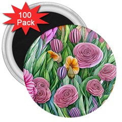 Delicate And Dazzling Watercolor Flowers 3  Magnets (100 Pack) by GardenOfOphir