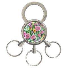 Delicate And Dazzling Watercolor Flowers 3-ring Key Chain by GardenOfOphir