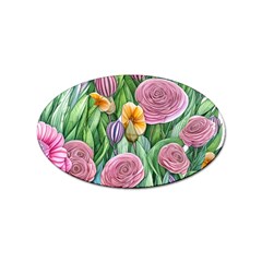 Delicate And Dazzling Watercolor Flowers Sticker (oval) by GardenOfOphir