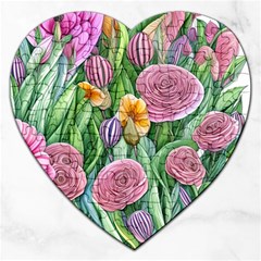 Delicate And Dazzling Watercolor Flowers Jigsaw Puzzle (heart) by GardenOfOphir