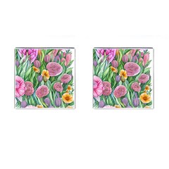 Delicate And Dazzling Watercolor Flowers Cufflinks (square) by GardenOfOphir