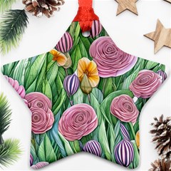 Delicate And Dazzling Watercolor Flowers Star Ornament (two Sides) by GardenOfOphir