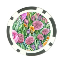 Delicate And Dazzling Watercolor Flowers Poker Chip Card Guard by GardenOfOphir