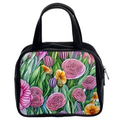 Delicate And Dazzling Watercolor Flowers Classic Handbag (two Sides) by GardenOfOphir