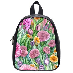 Delicate And Dazzling Watercolor Flowers School Bag (small) by GardenOfOphir