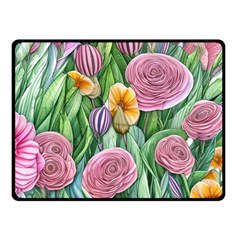 Delicate And Dazzling Watercolor Flowers One Side Fleece Blanket (small) by GardenOfOphir