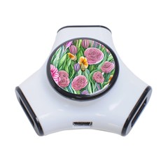 Delicate And Dazzling Watercolor Flowers 3-port Usb Hub by GardenOfOphir