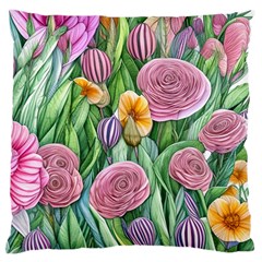 Delicate And Dazzling Watercolor Flowers Large Cushion Case (two Sides) by GardenOfOphir