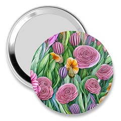 Delicate And Dazzling Watercolor Flowers 3  Handbag Mirrors by GardenOfOphir