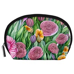 Delicate And Dazzling Watercolor Flowers Accessory Pouch (large)